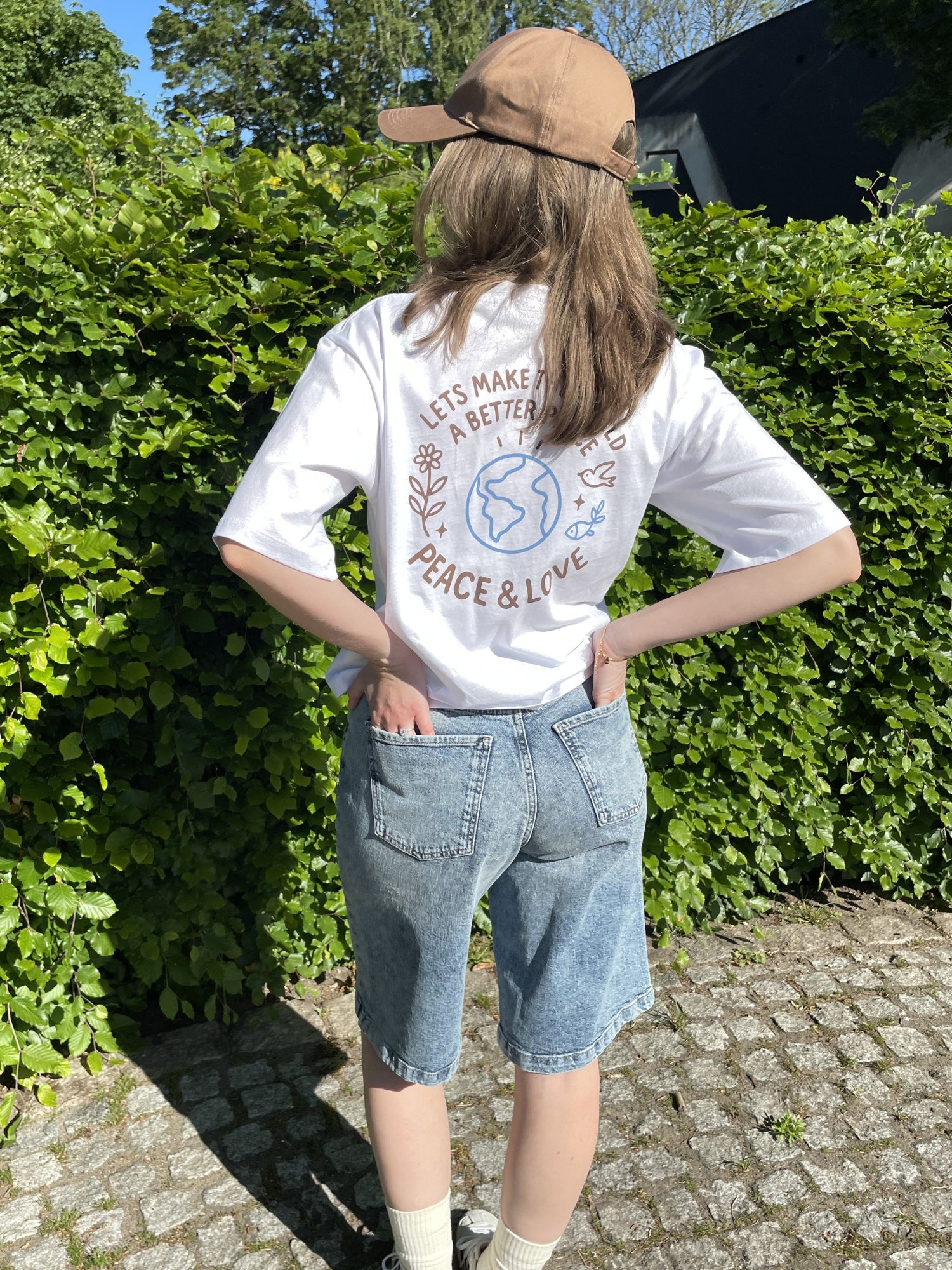 Basic Apparel Raji Peace & Love T-shirts 894 Riviera / Chicory coffee